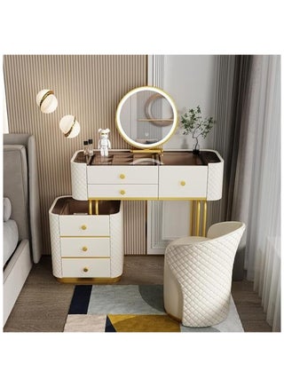 Dressing Table with Mirror and Stool, Vanity Table for Women's Bedroom, Leather Upholstery Vanity Desk - pzsku/Z2D64A330F2CA447E6505Z/45/_/1736329483/8050578b-9ecb-4f0c-a60a-574f86056547