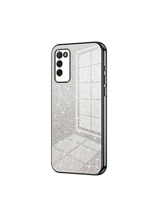 HuHa Case Cover For Honor 30 Youth Gradient Glitter Powder Electroplated Phone Case Black 