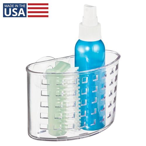 InterDesign iDesign Suction Cup Shower Caddy Basket - Bathroom Storage Organizer - Clear - Made in USA - Image 2