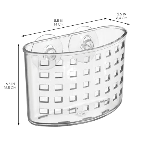InterDesign iDesign Suction Cup Shower Caddy Basket - Bathroom Storage Organizer - Clear - Made in USA - Image 3