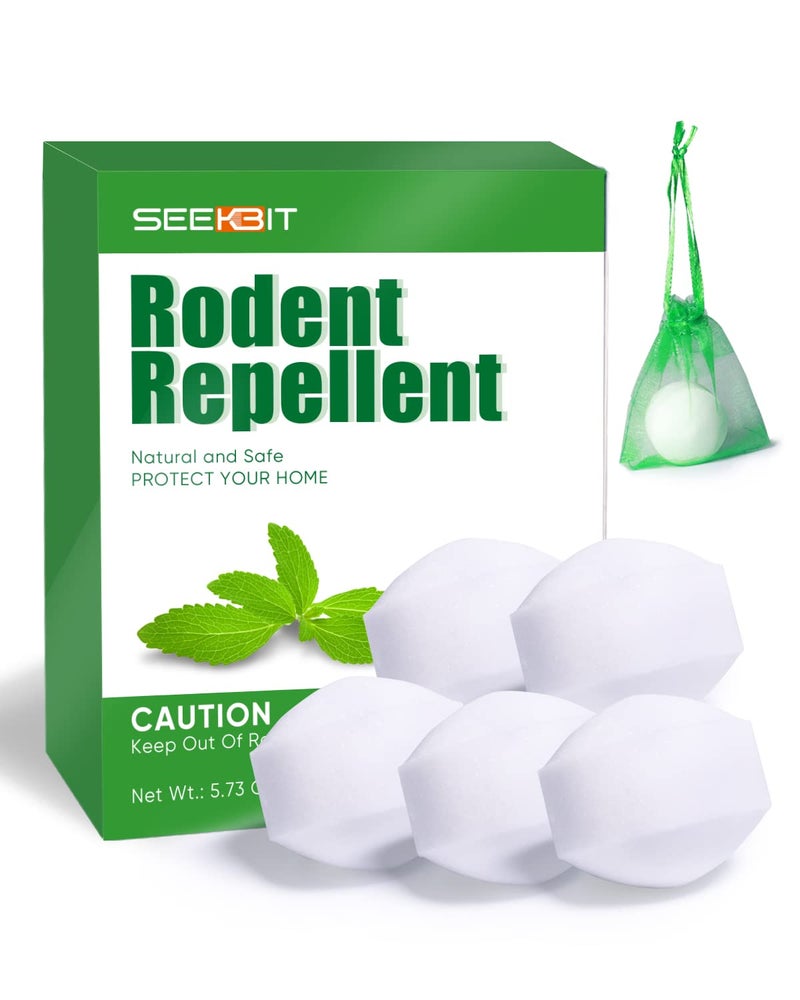 SEEKBIT 5 Pack Rodent Repellent Peppermint Oil to Repels Mice and Rats Squirrel and Other Rodents for Home Garages RV Closets Trucks Car Engines Mouse Deterrent for Keep Mice Out