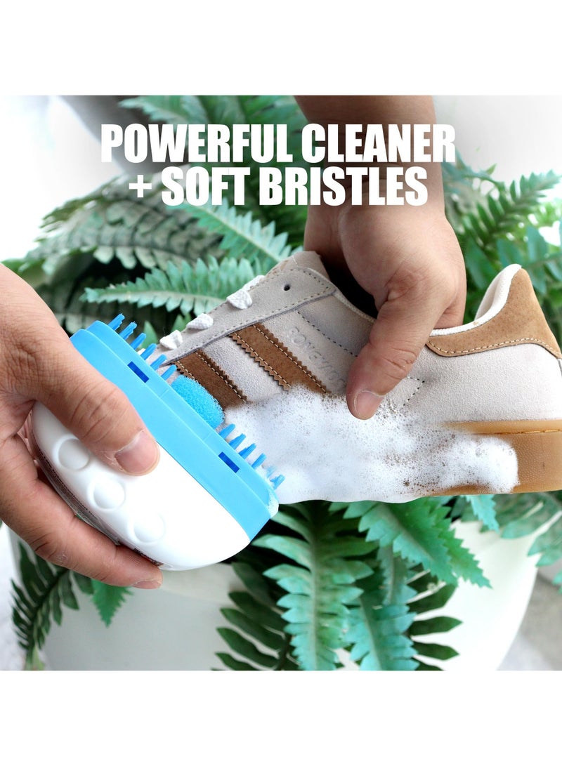 SYOSI Pack of 2 - 3-in-1 Sneaker Cleaner Kit, Sneaker Cleaner, White Shoe Cleaner, Tennis Shoe Cleaner, Travel Size Shoe Brush with Built in Solution & Microfiber Cloth Included (Blue) - Image 3