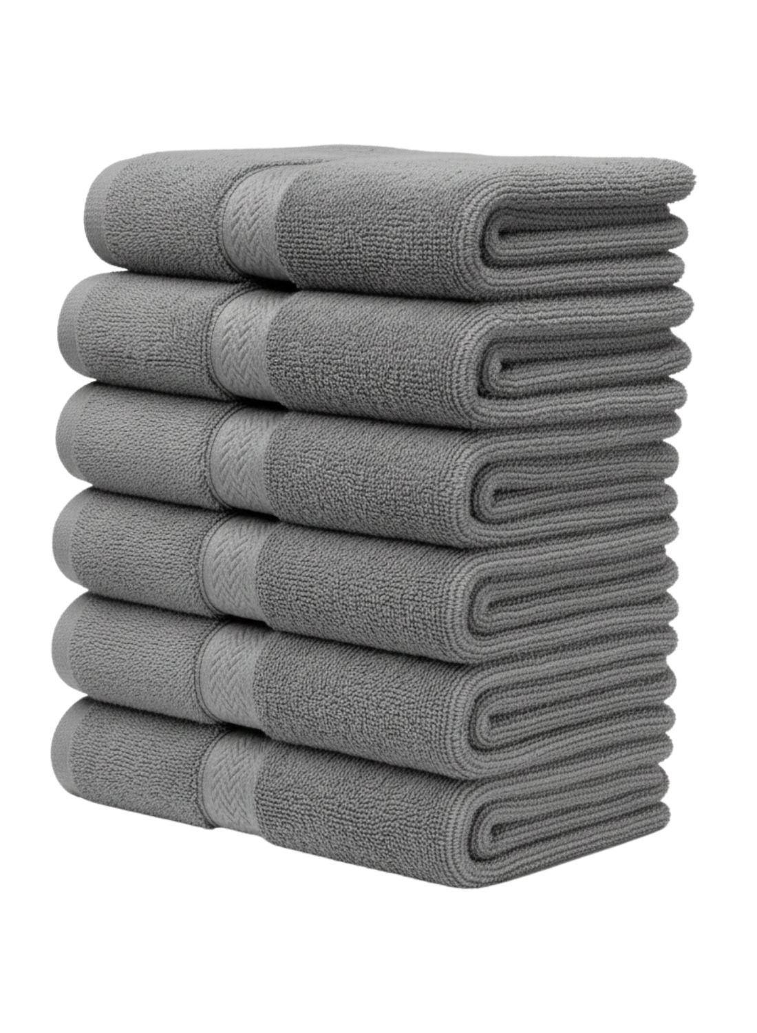 Set of 6- 100% Cotton Luxury Hand Towel. Ultra Soft and Highly Absorbent, Hotel & Spa Quality Hand Towels - Perfect for Bathroom, Gym, and Spa, Grey,40x75CM