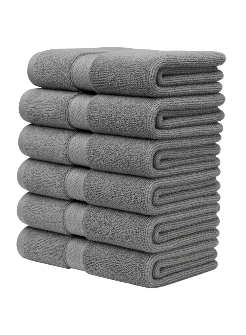 1Chase Set of 6- 100% Cotton Luxury Hand Towel. Ultra Soft and Highly Absorbent, Hotel & Spa Quality Hand Towels - Perfect for Bathroom, Gym, and Spa, Grey,40x75CM - Image 1