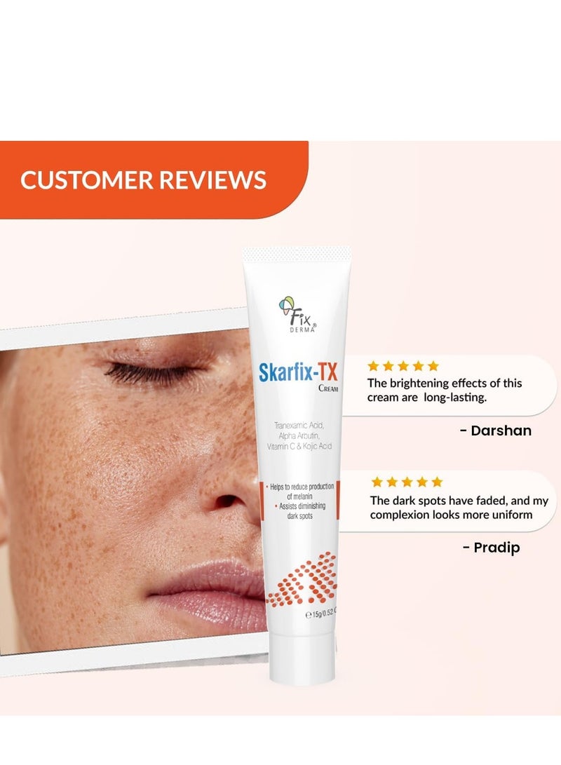 فيكسديرما 10% حمض الترانيكساميك + 2% حمض الكوجيك + 1% أربوتين SKARFIX -TX كريم الوجه | كريم إزالة التصبغات | تفاوت لون البشرة، ويقلل البقع الداكنة والعيوب - 15 جم - Image 5