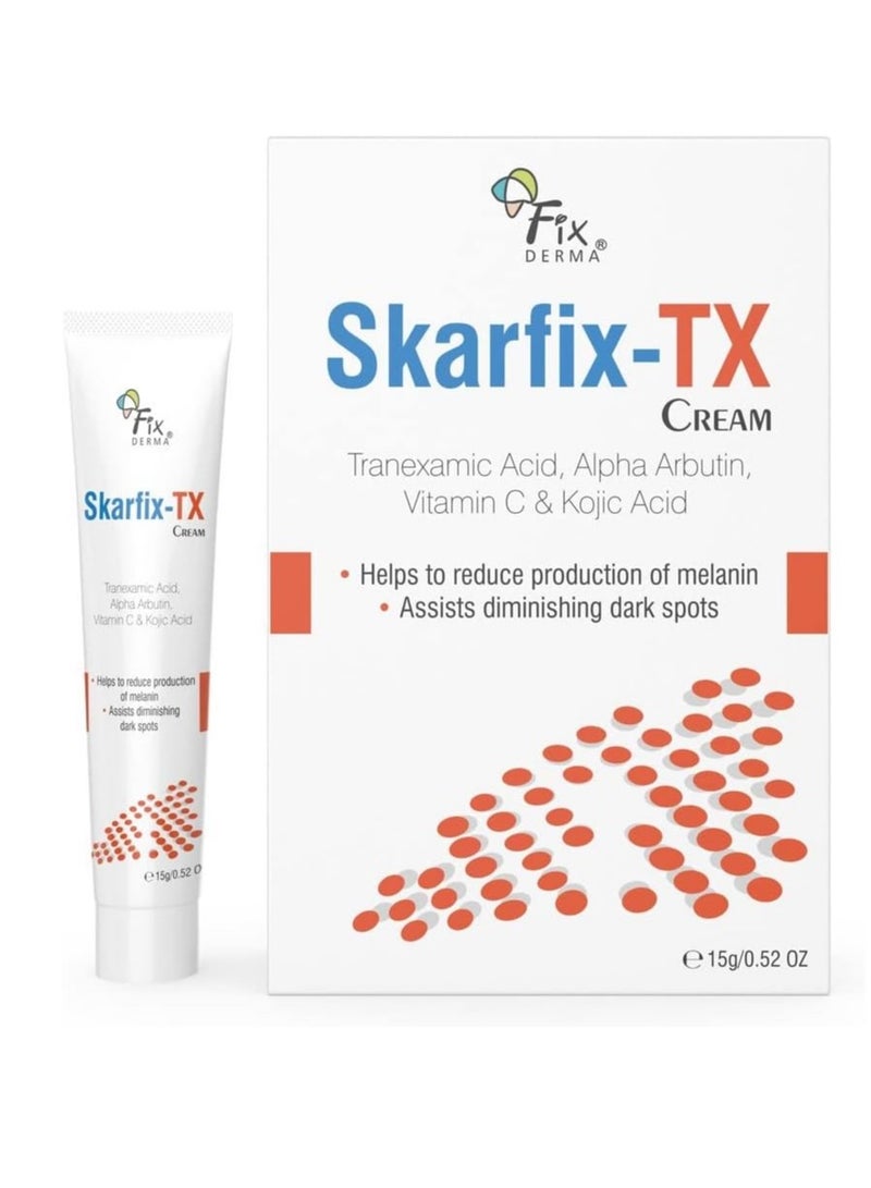 فيكسديرما 10% حمض الترانيكساميك + 2% حمض الكوجيك + 1% أربوتين SKARFIX -TX كريم الوجه | كريم إزالة التصبغات | تفاوت لون البشرة، ويقلل البقع الداكنة والعيوب - 15 جم - Image 1