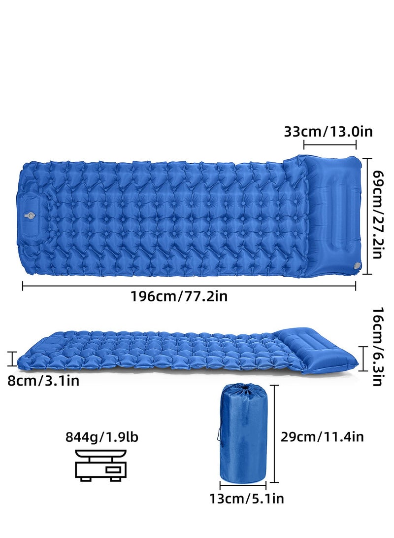 Camping Sleeping Pad-with Built-in Foot Pump,Durable Waterproof Camping Mattress,Inflatable Camping Pad,Portable Compact Sleeping Pad for Camping,Traveling,Hiking,Backpacking - Image 3