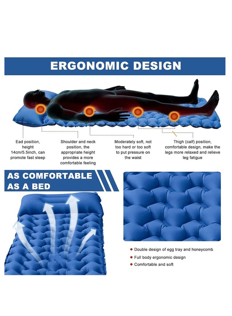 Camping Sleeping Pad-with Built-in Foot Pump,Durable Waterproof Camping Mattress,Inflatable Camping Pad,Portable Compact Sleeping Pad for Camping,Traveling,Hiking,Backpacking - Image 2