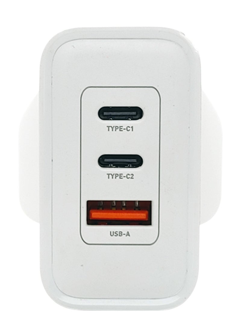 GRABIT - Wall Charger 65W GaN Charger Fast & Compact Charge multiple devices with 65W PD, dual USB-C, and USB-A ports. GaN technology ensures efficient, compact, and travel-friendly charging. Compatible with iPhone, Samsung, OnePlus, Xiaomi, Huawei, Google Pixel, iPads, MacBooks, and more. Perfect for home, office, and travel. - Image 1