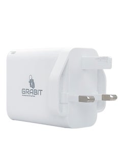 GRABIT Wall Charger 65W GaN Charger Fast & Compact Charge multiple devices with 65W PD, dual USB-C, and USB-A ports. GaN technology ensures efficient, compact, and travel-friendly charging. Compatible with iPhone, Samsung, OnePlus, Xiaomi, Huawei, Google Pixel, iPads, MacBooks, and more. Perfect for home, office, and travel.  - Image 1