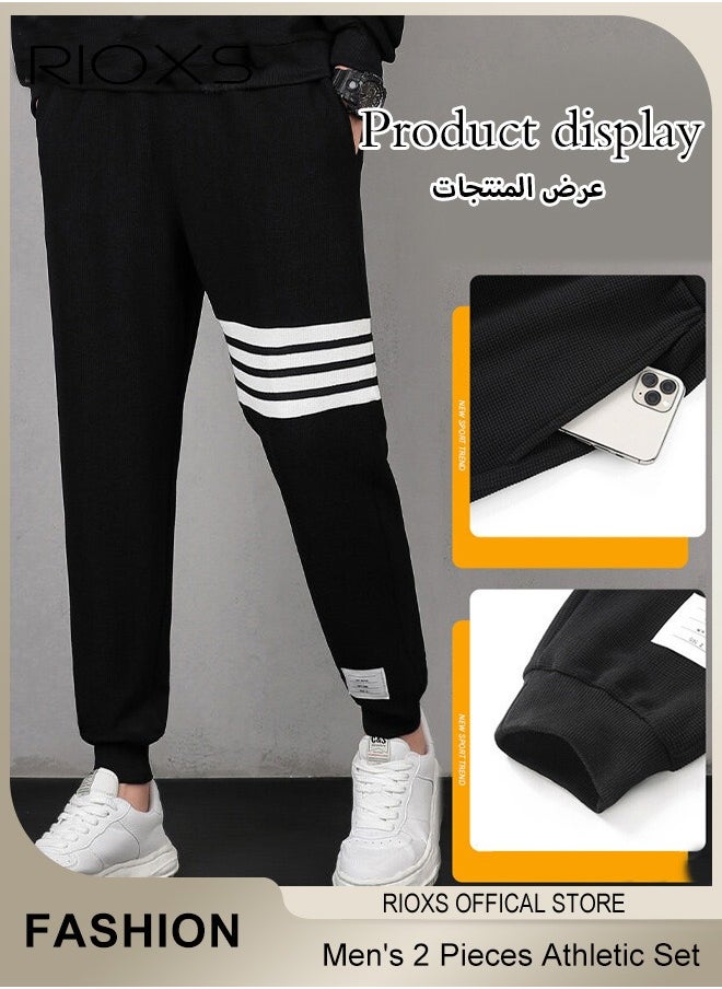 RIOXS - Men's 2 Pieces Athletic Set-Crewneck Sweatshirt And Sweatpants With Pockets,Tracksuit Casual Workout Sportswear Set For Men,Long Sleeve Tops & Jogging Sweatpants - Image 1