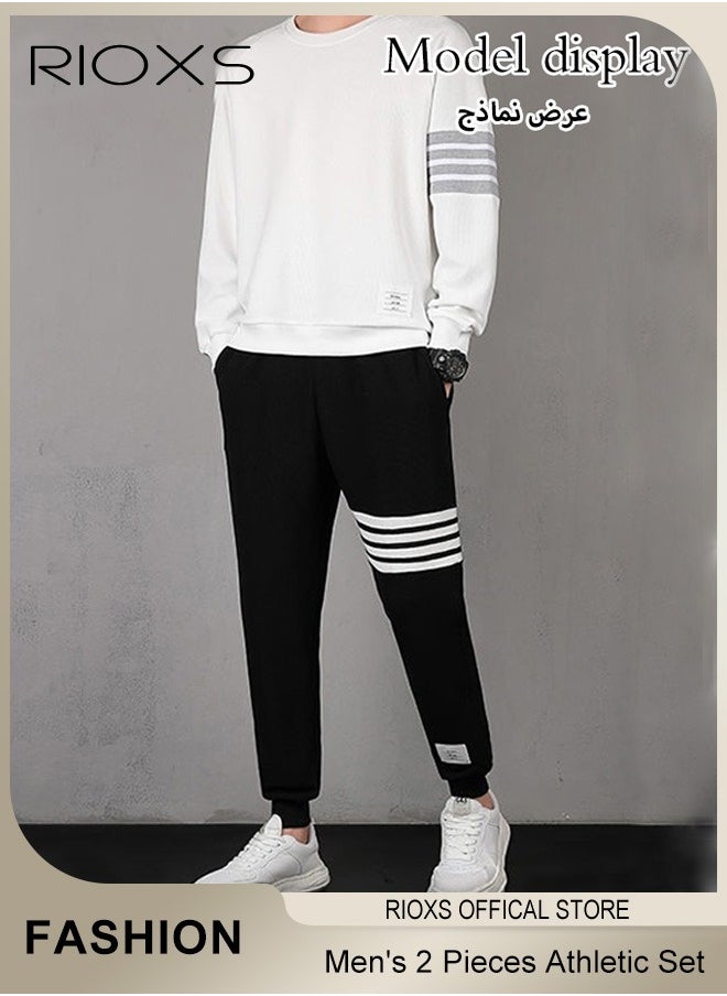 RIOXS - Men's 2 Pieces Athletic Set-Crewneck Sweatshirt And Sweatpants With Pockets,Tracksuit Casual Workout Sportswear Set For Men,Long Sleeve Tops & Jogging Sweatpants - Image 1