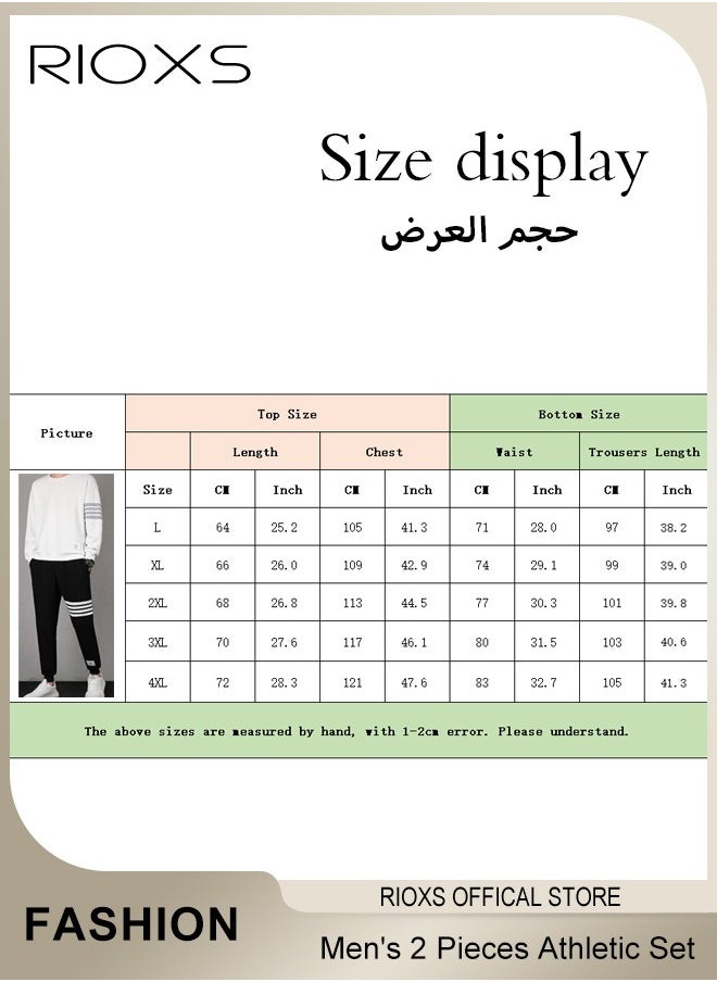 RIOXS - Men's 2 Pieces Athletic Set-Crewneck Sweatshirt And Sweatpants With Pockets,Tracksuit Casual Workout Sportswear Set For Men,Long Sleeve Tops & Jogging Sweatpants - Image 1