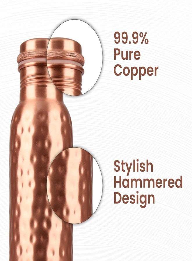 KC Pure Copper Designer Water Bottle With Leak Proof Protection, Ayurveda And Yoga Health Benefits. (1000Ml, Pack Of 1 Unit, Hammered Design) - Image 5