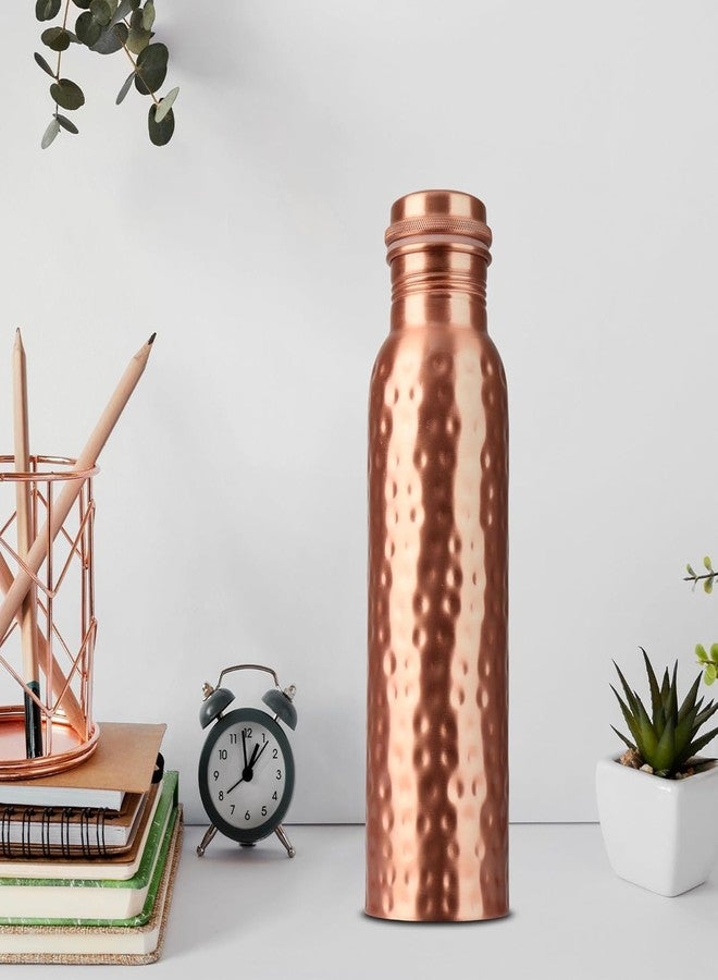 KC Pure Copper Designer Water Bottle With Leak Proof Protection, Ayurveda And Yoga Health Benefits. (1000Ml, Pack Of 1 Unit, Hammered Design) - Image 2