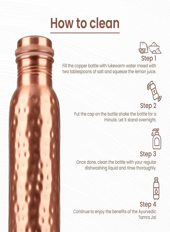 KC Pure Copper Designer Water Bottle With Leak Proof Protection, Ayurveda And Yoga Health Benefits. (1000Ml, Pack Of 1 Unit, Hammered Design) - Image 4