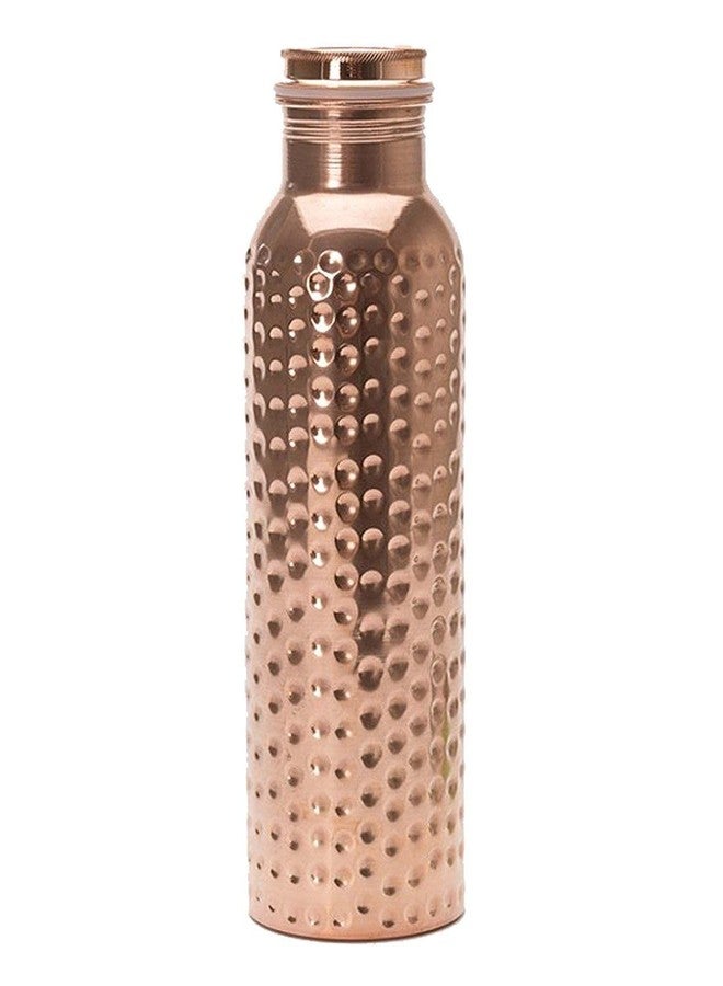 KC Pure Copper Designer Water Bottle With Leak Proof Protection, Ayurveda And Yoga Health Benefits. (1000Ml, Pack Of 1 Unit, Hammered Design) - Image 1