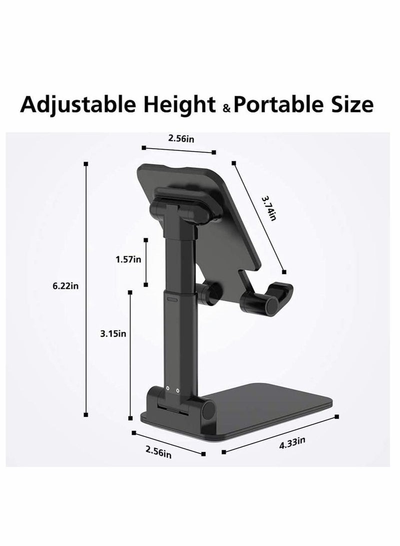 Captaintech Phone Holder, Tablet Holder, Adjustable Phone Stand for Desk, Foldable, Portable, Compatible with 4.7 inch to 9.7 inch screen (Black) - Image 2