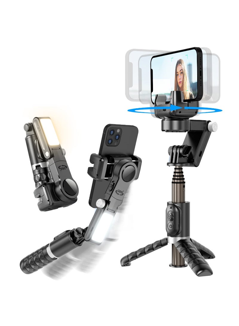AROAQ Selfie Stick Gimbal Stabilizer Light Weight Auto Balance 1-Axis Stabilizer For Smartphones With 360° Face Tracking Tiktok Vlog Youtuber Live Video Recording - Image 1