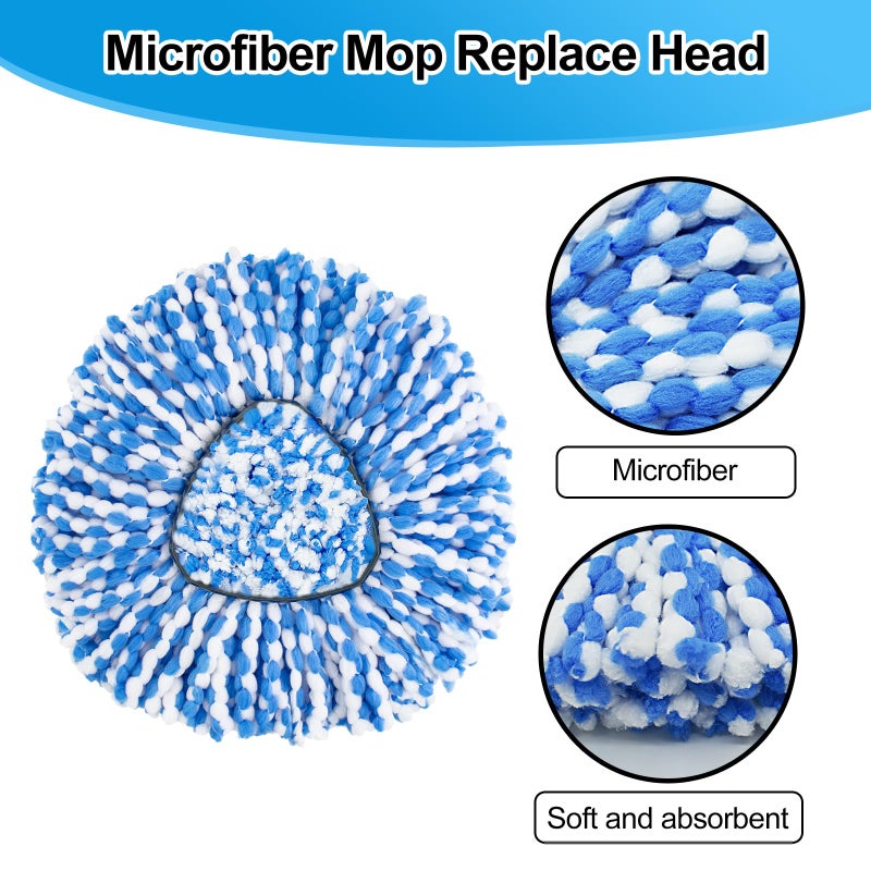 Heuihm Spin Mop Handle,Mop Head,Base and Brush for OCedar RinseClean 2 Tank System,Include 2 Microfiber Spin Mop Replacement Head,4 Section 30-58" Iron Mop Handle,1 Base and 1 Scrub Brush for Floor Cleaning - Image 4