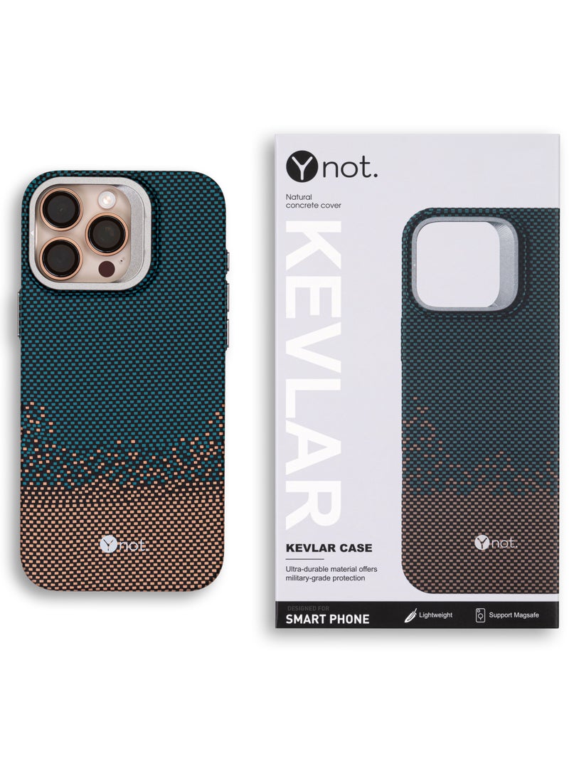 YNOT MagSafe Kevlar Protective Case with Camera Holder for iPhone 15 Pro - Green spotted brown - Image 2