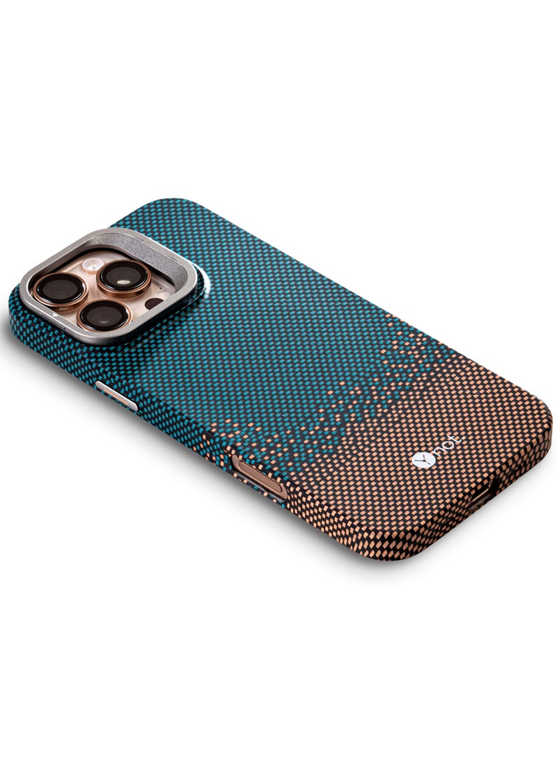 YNOT MagSafe Kevlar Protective Case with Camera Holder for iPhone 15 Pro - Green spotted brown - Image 5