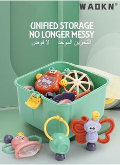 WAOKN 11pcs Baby Rattle Toy, Infant Teething Toys , Grab and Spin Rattles Sensory Toy Set, Food Grade Silicone Material, Newborn Toys Gift for Babies 0-12-24 Months Boys Girls, Early Educational Toy Set.  - Image 2