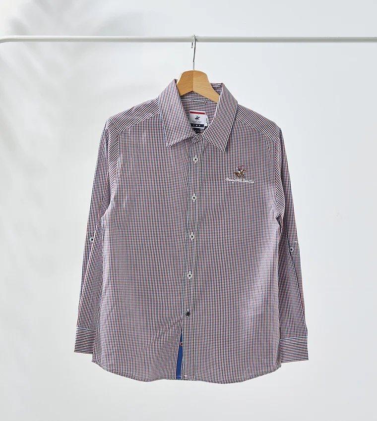 Pie Roll Sleeve Gingham Shirt