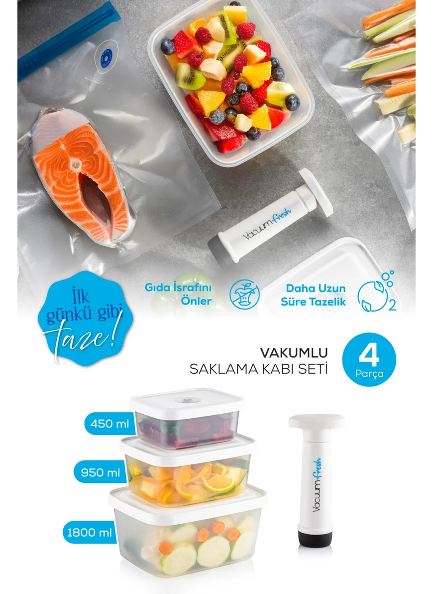 Vienev Vacuumfresh 4 Piece Vacuum Food Storage and Vacuum Pump Set