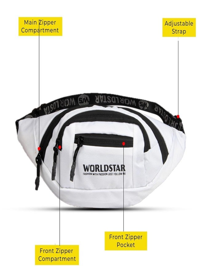 WORLD STAR Waist Bag for Men & Women | Fanny Pack for Men | Trendy Mobile Waist Pouch Pocket Bag for Girls and Boys | Waterproof Hip and Side Bags for Hiking Travel (White) - Image 3