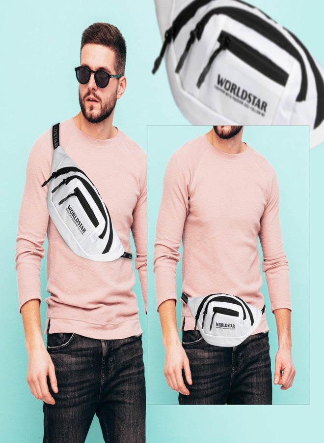 WORLD STAR Waist Bag for Men & Women | Fanny Pack for Men | Trendy Mobile Waist Pouch Pocket Bag for Girls and Boys | Waterproof Hip and Side Bags for Hiking Travel (White) - Image 4