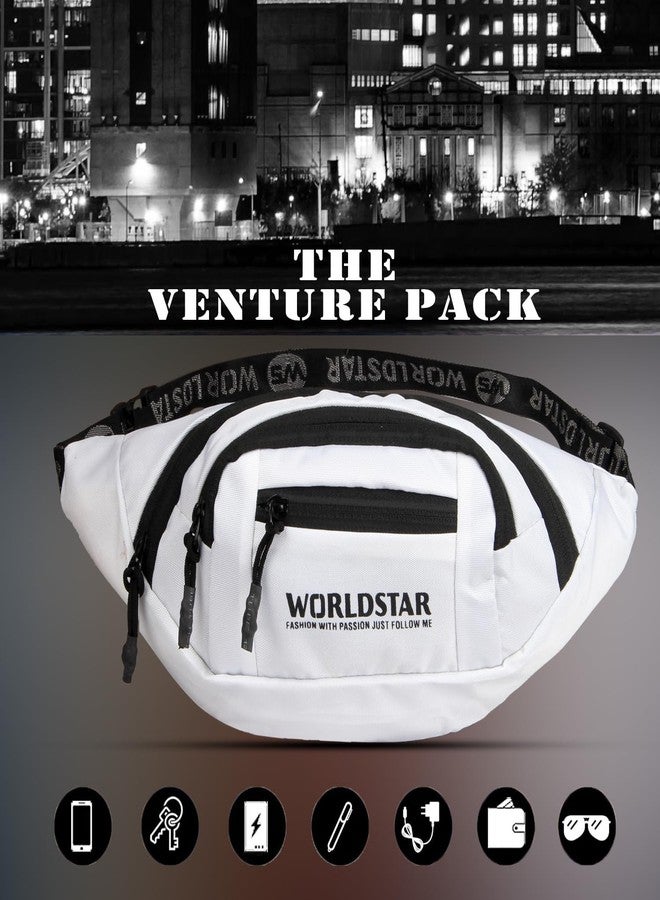 WORLD STAR Waist Bag for Men & Women | Fanny Pack for Men | Trendy Mobile Waist Pouch Pocket Bag for Girls and Boys | Waterproof Hip and Side Bags for Hiking Travel (White) - Image 2