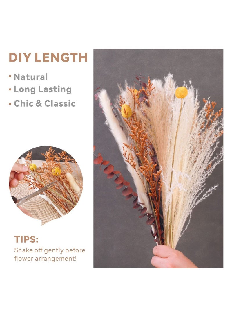 Pampas Grass Dried Plants  Baytion Natural Dried Pampas Bouquets 17" Boho Home Decorative Dried Flowers for Table Vase Flower Arrangement Wedding Party Home Decorations  - Image 3
