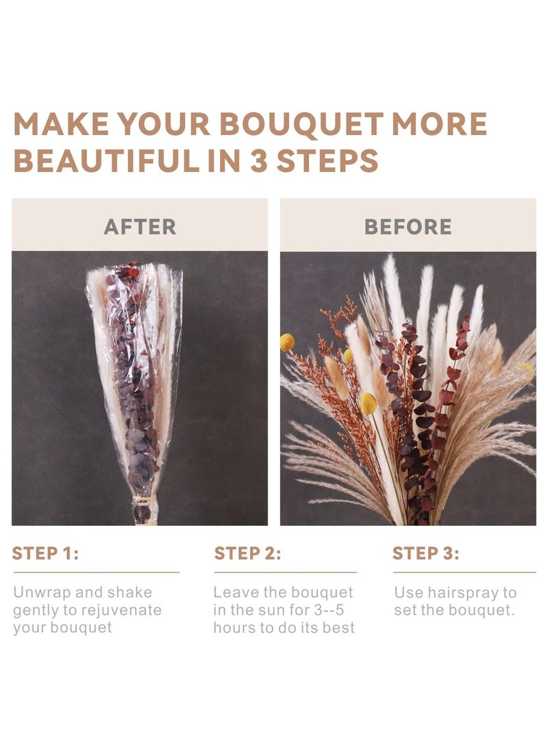 Pampas Grass Dried Plants  Baytion Natural Dried Pampas Bouquets 17" Boho Home Decorative Dried Flowers for Table Vase Flower Arrangement Wedding Party Home Decorations  - Image 4