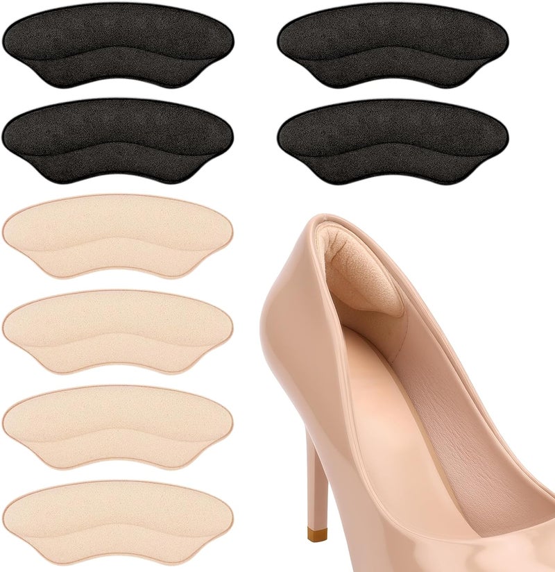MasterMo Heel Grips Liner Cushions Inserts for Loose Shoes - 4 Pairs (Beige + Black) - Image 1