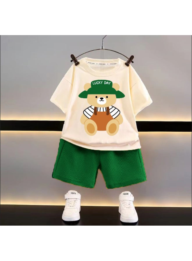New Children's Clothing Summer Children's Suit Casual Loose Clothes Boys Short Sleeve Waffle Baby Summer