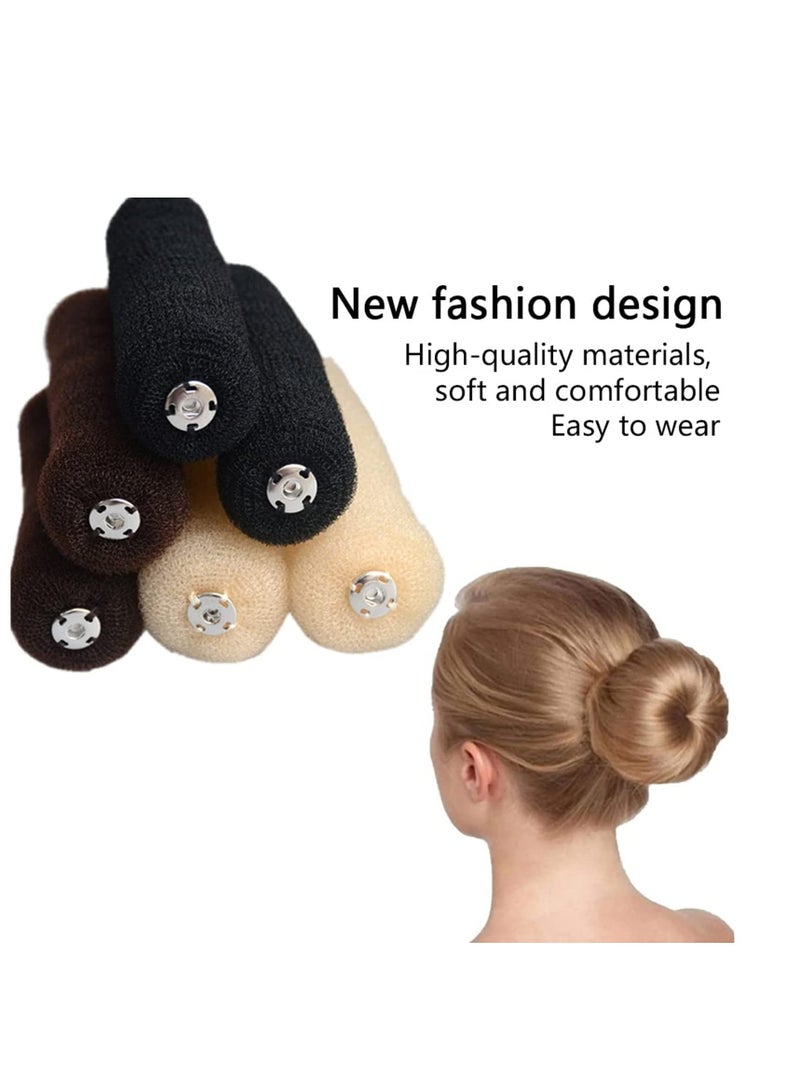 SOLARAE 3 Pcs Magic Roll Tool Hair Ring Diy Hair Foam Ring Shaper Snap Hair Donut Bun Hair Accessories, Long Buckle Nylon Hair Ring Magic Hair Styling Tool for Women Ponytail Holder (3 Multicolor) - Image 4