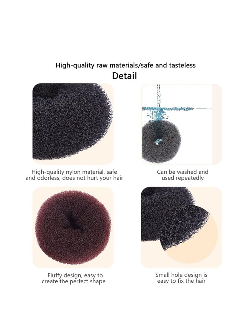 SOLARAE 3 Pcs Magic Roll Tool Hair Ring Diy Hair Foam Ring Shaper Snap Hair Donut Bun Hair Accessories, Long Buckle Nylon Hair Ring Magic Hair Styling Tool for Women Ponytail Holder (3 Multicolor) - Image 5