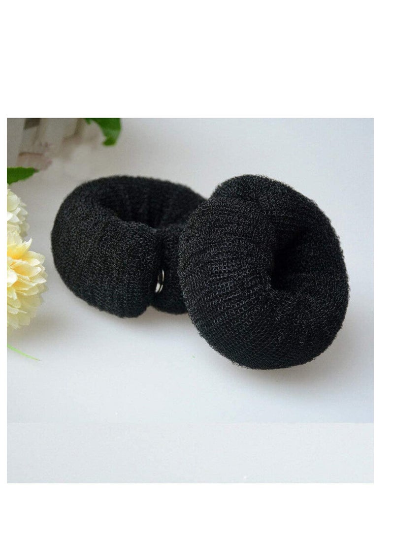 SOLARAE 3 Pcs Magic Roll Tool Hair Ring Diy Hair Foam Ring Shaper Snap Hair Donut Bun Hair Accessories, Long Buckle Nylon Hair Ring Magic Hair Styling Tool for Women Ponytail Holder (3 Multicolor) - Image 2