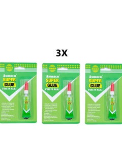 Asmaco Super Glue With Fine Tip Bonds In 3 Seconds 3g Set Of 3 Pieces 