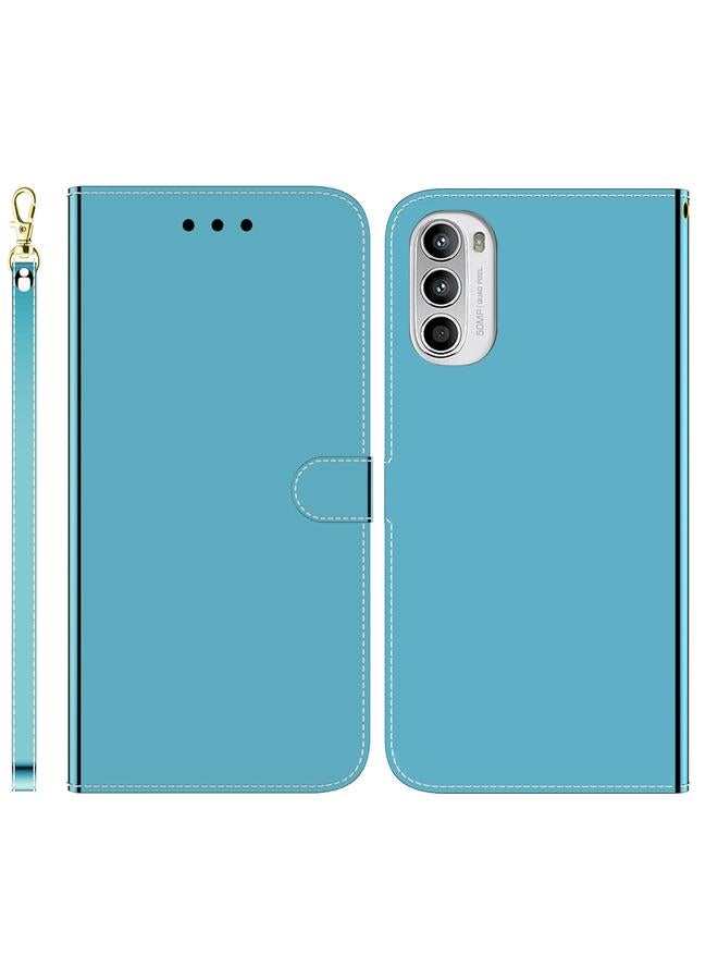 اس-توب جراب لهاتف Motorola Moto G62 5G، جراب هاتف جلدي أفقي قابل للطي بسطح مرآة مقلد - Image 1