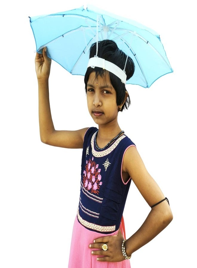 Dark Moon Hat Umbrella for Kids Soft Unbreakable Plastic Hat/Cap Umbrella for Kids/Men/Women and Adults UV & Rain Protection Hat Umbrella for Kids boys and Girls pack of 1 (Cyan) - Image 1