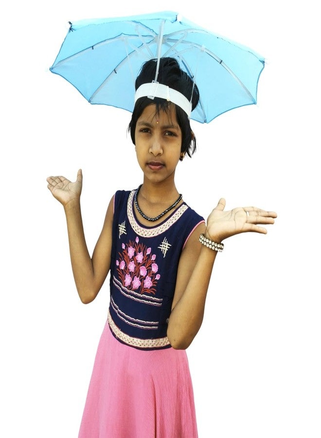 Dark Moon Hat Umbrella for Kids Soft Unbreakable Plastic Hat/Cap Umbrella for Kids/Men/Women and Adults UV & Rain Protection Hat Umbrella for Kids boys and Girls pack of 1 (Cyan) - Image 4