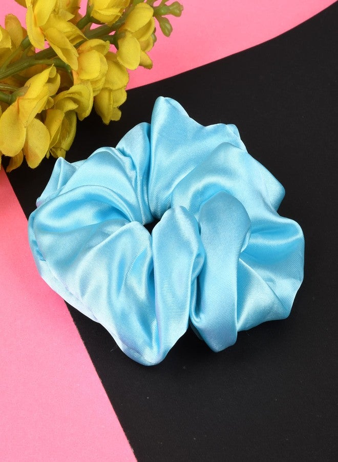 Nnr Premium Satin Silk Hair Scrunchies/Band For Girls & Women, Pack Of 3 Pcs - Pink/Blue/Yellow - Image 5