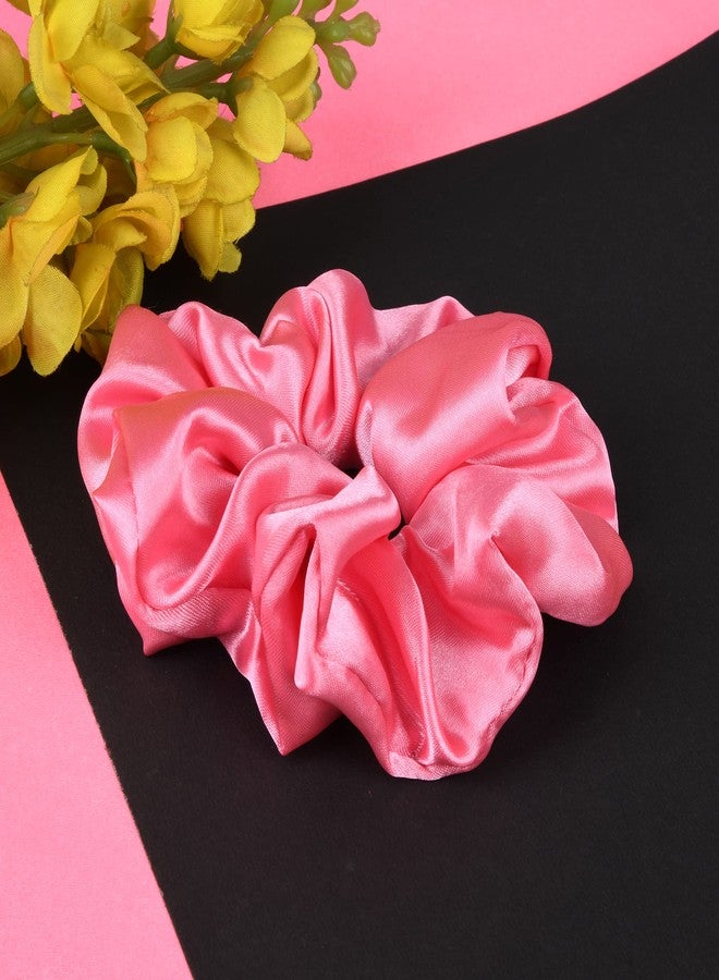 Nnr Premium Satin Silk Hair Scrunchies/Band For Girls & Women, Pack Of 3 Pcs - Pink/Blue/Yellow - Image 3