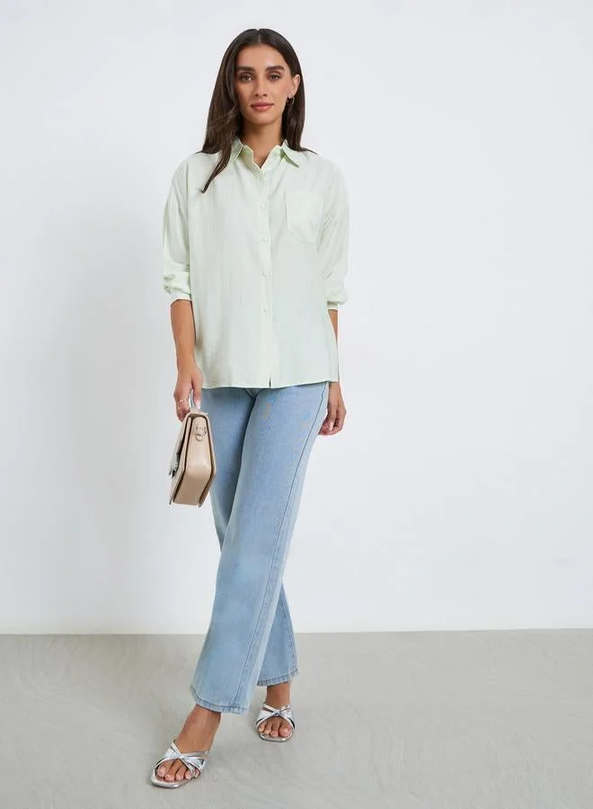 ستايلي Women Mint Green Embellished Oversized Shirt