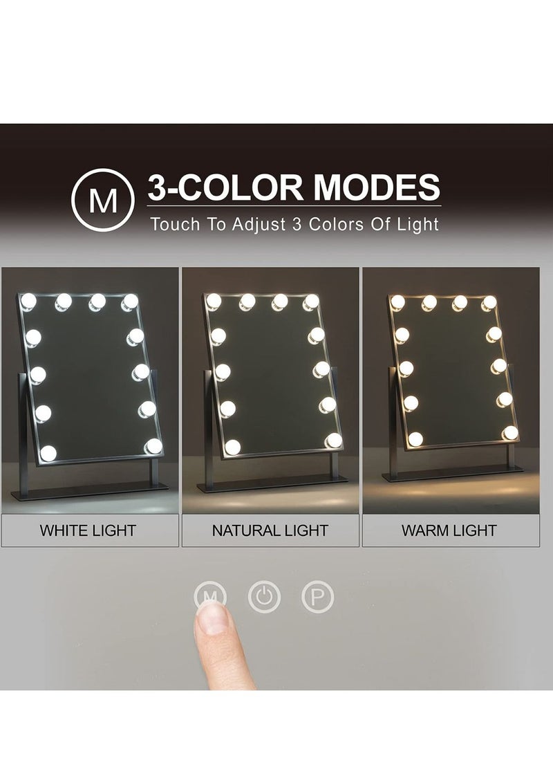 كول بيبي مرآة مع 12 مصباح LED قابل للتعتيم، 3 أوضاع ألوان، دوران 360 درجة والتحكم باللمس، مرآة مكياج مضيئة لطاولة الزينة  - Image 2