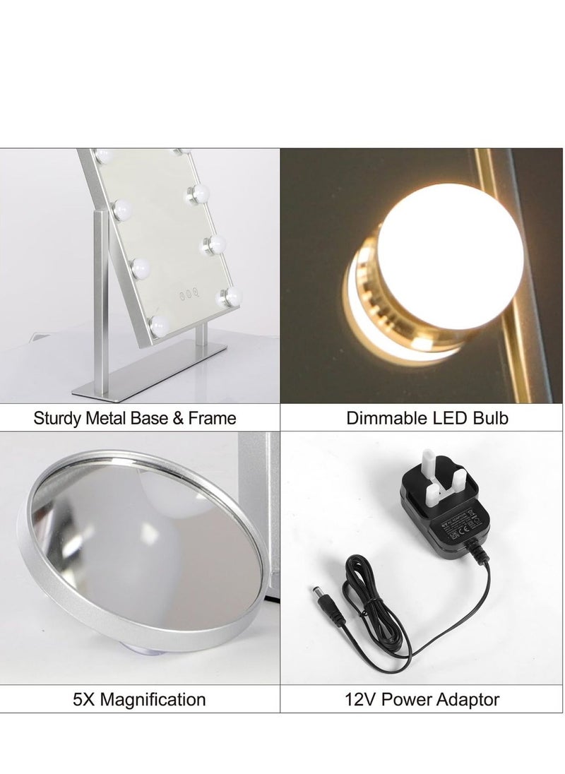 كول بيبي مرآة مع 12 مصباح LED قابل للتعتيم، 3 أوضاع ألوان، دوران 360 درجة والتحكم باللمس، مرآة مكياج مضيئة لطاولة الزينة  - Image 4