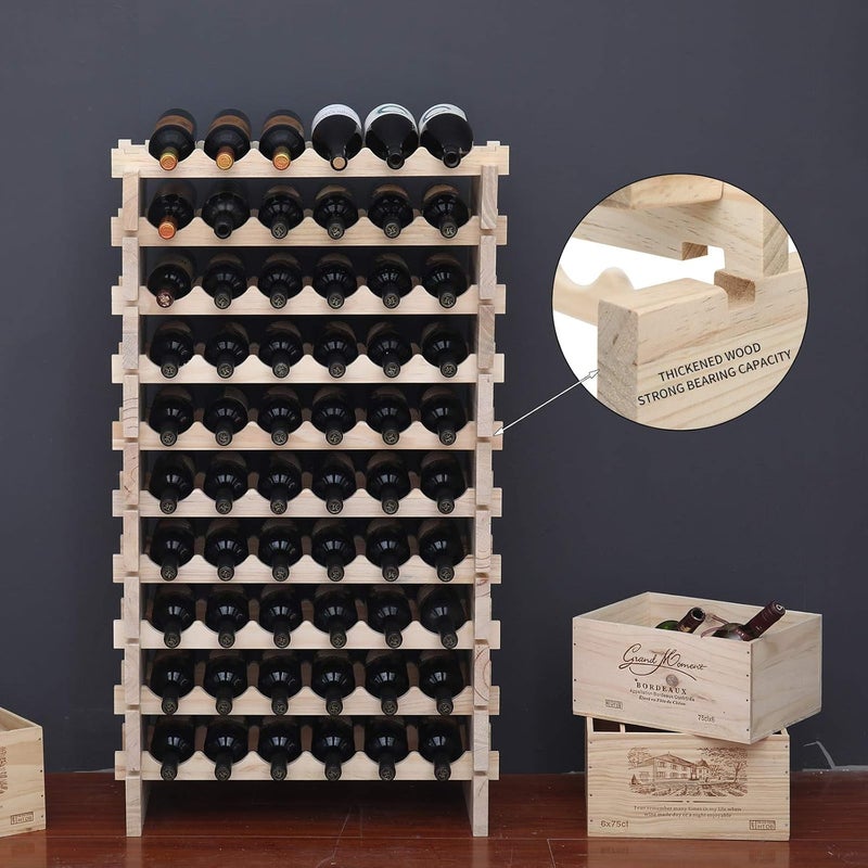 fdjamy Wine Rack Solid Wood Stackable Storage Wooden Wine Rack Wine Cabinet (60 Bottles, Natural Color) - Image 2