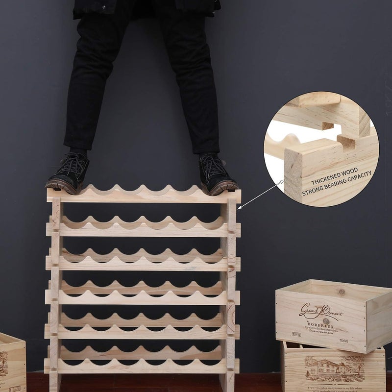 fdjamy Wine Rack Solid Wood Stackable Storage Wooden Wine Rack Wine Cabinet (60 Bottles, Natural Color) - Image 5